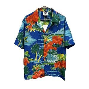 Hilo Hattie Men Shirt Vintage Tropical Hibiscus Floral Hawaiian XL Button Up